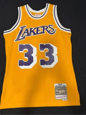 Mitchell & Ness Lakers Gold #33 Vintage Style Basketball Jersey